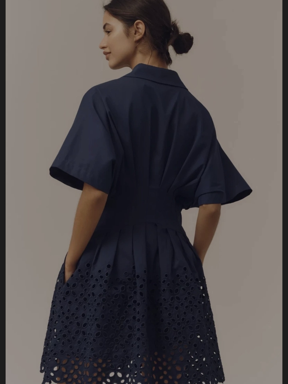 Anthropologie Exquise Dress Small Navy Eyelet Dress - Women